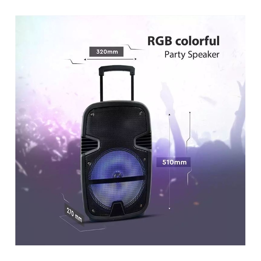 Bluetooth přenosný reproduktor s mikrofonem 35W/3,7V LED RGB + DO
