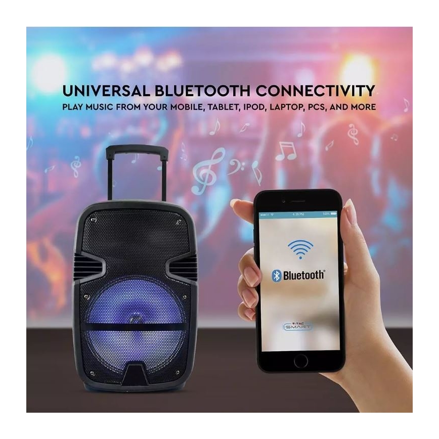 Bluetooth přenosný reproduktor s mikrofonem 35W/3,7V LED RGB + DO