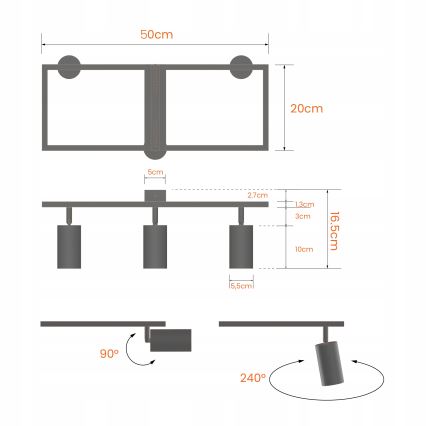 Bodové svítidlo 3xGU10/30W/230V bílá