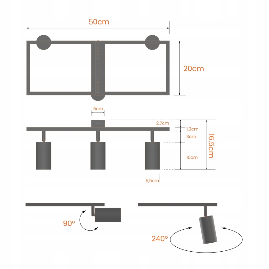 Bodové svítidlo 3xGU10/30W/230V bílá