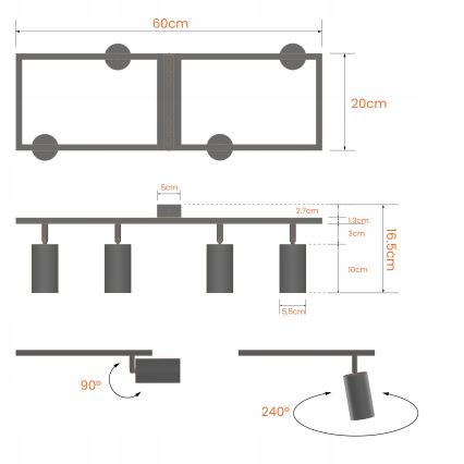 Bodové svítidlo 4xGU10/30W/230V bílá