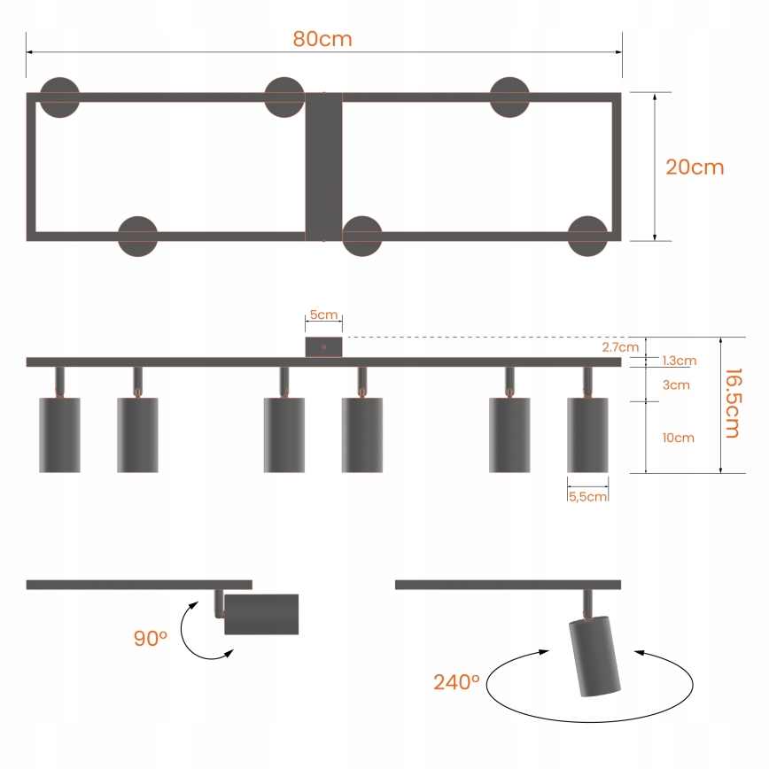 Bodové svítidlo 6xGU10/30W/230V bílá