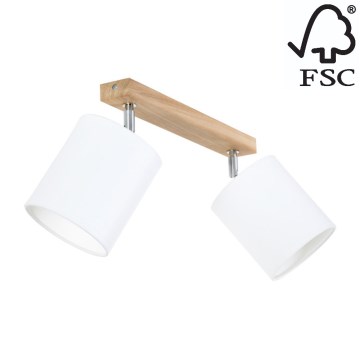 Bodové svítidlo APRILLIA 2xE27/25W/230V dub bílá – FSC certifikováno