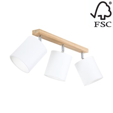 Bodové svítidlo APRILLIA 3xE27/25W/230V dub bílá – FSC certifikováno