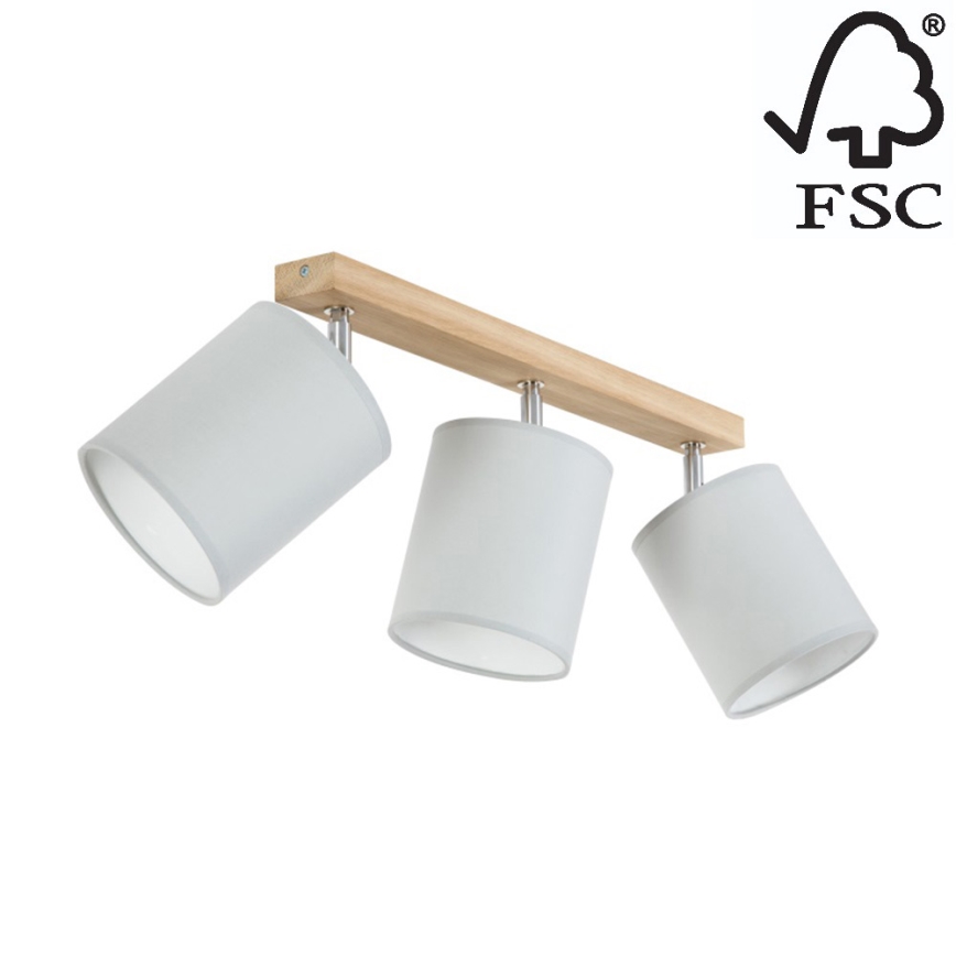 Bodové svítidlo APRILLIA 3xE27/25W/230V dub šedá – FSC certifikováno