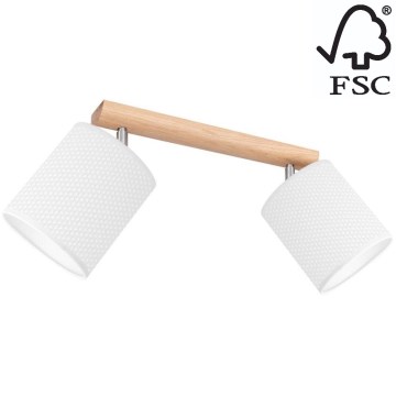 Bodové svítidlo BENITA 2xE27/25W/230V bílá/dub – FSC certifikováno