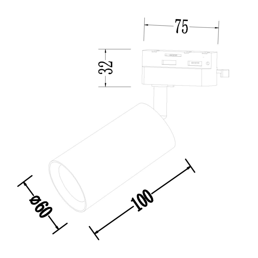Bodové svítidlo do 1-fázového lištového systému PIPE 1xGU10/10W/230V černá