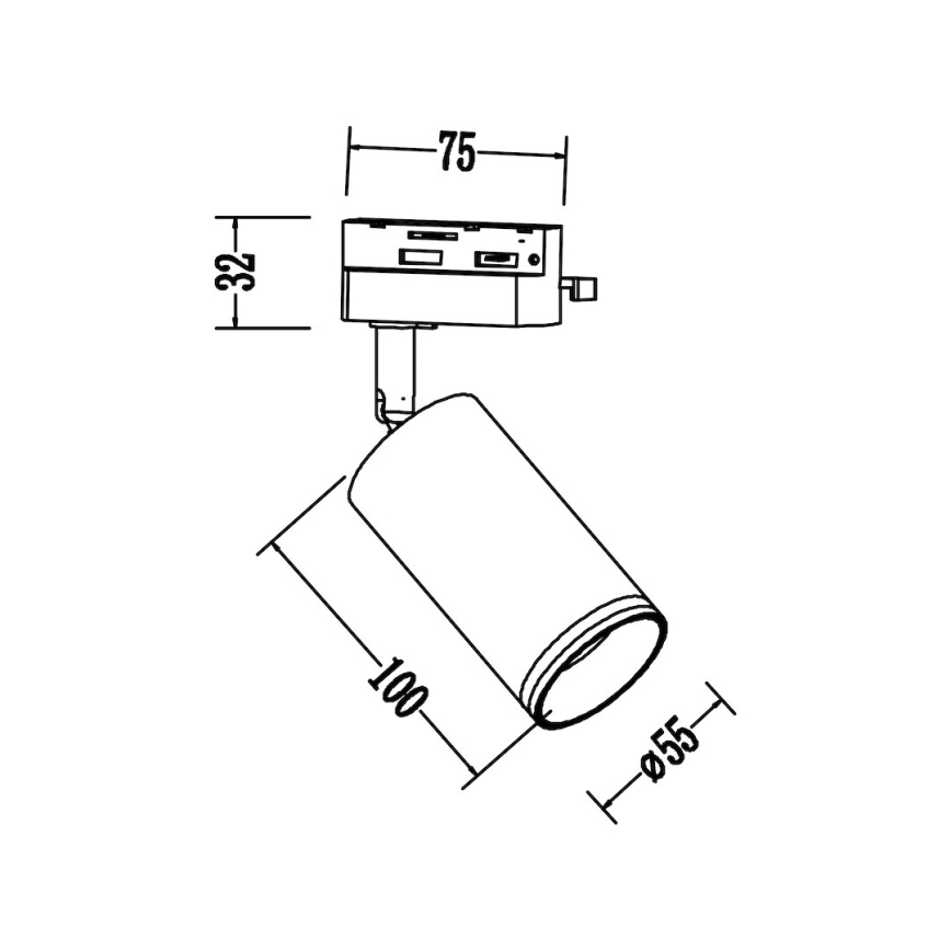 Bodové svítidlo do 1-fázového lištového systému PIPE 1xGU10/10W/230V černá