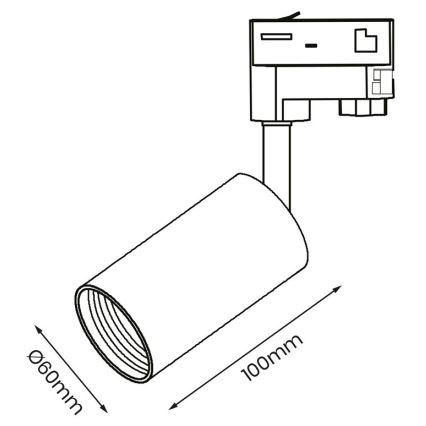 Bodové svítidlo do 3-fázového lištového systému PIPE 1xGU10/25W/230V černá