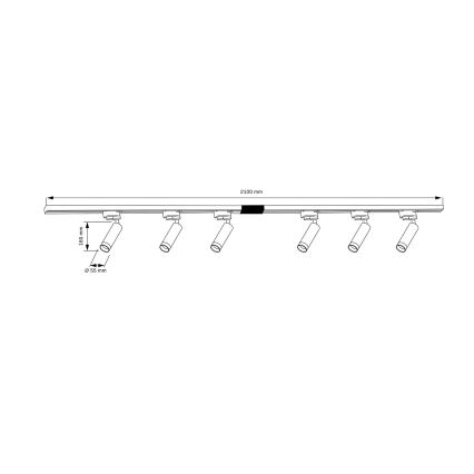 Bodové svítidlo do lištového systému FADO 6xGU10/10W/230V + 2x1 m lištový systém černá