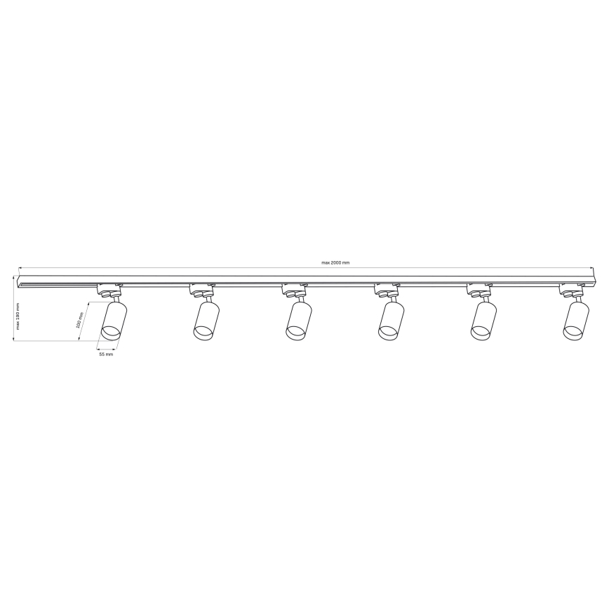 Bodové svítidlo do lištového systému PARIS 6xGU10/10W/230V + 2x1 m lištový systém bílá