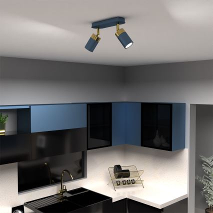 Bodové svítidlo JOKER 2xGU10/25W/230V modrá/zlatá