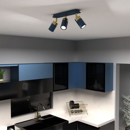 Bodové svítidlo JOKER 3xGU10/25W/230V modrá/zlatá