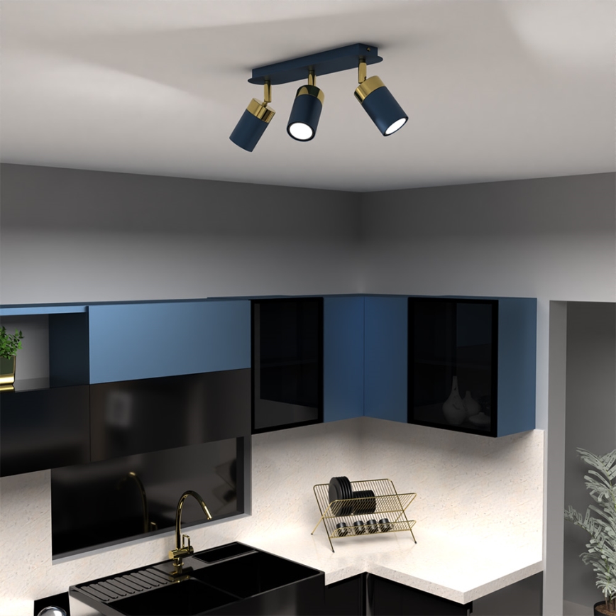 Bodové svítidlo JOKER 3xGU10/25W/230V modrá/zlatá