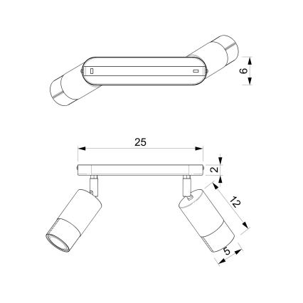 Bodové svítidlo LINK 2xGU10/8W/230V černá/mosaz