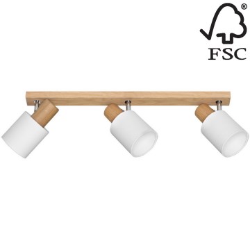 Bodové svítidlo TREEHOUSE 3xE27/25W/230V dub – FSC certifikováno