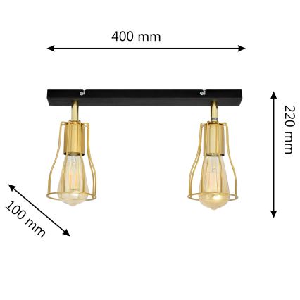 Bodové svítidlo TUBE 2xE27/15W/230V zlatá/černá