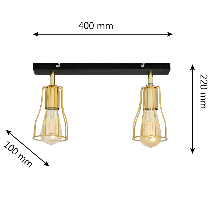 Bodové svítidlo TUBE 2xE27/15W/230V zlatá/černá