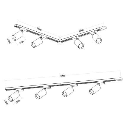 Bodové svítidlo v lištovém systému PIPE 4xGU10/10W/230V černá