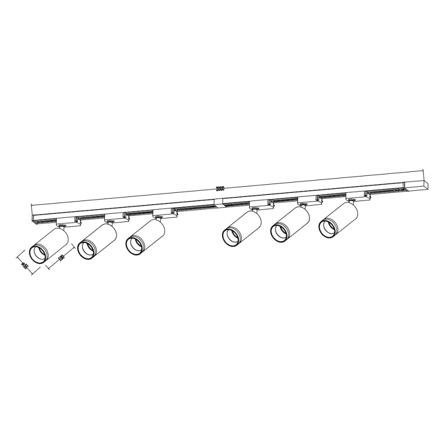 Bodové svítidlo v lištovém systému PIPE 6xGU10/10W/230V černá