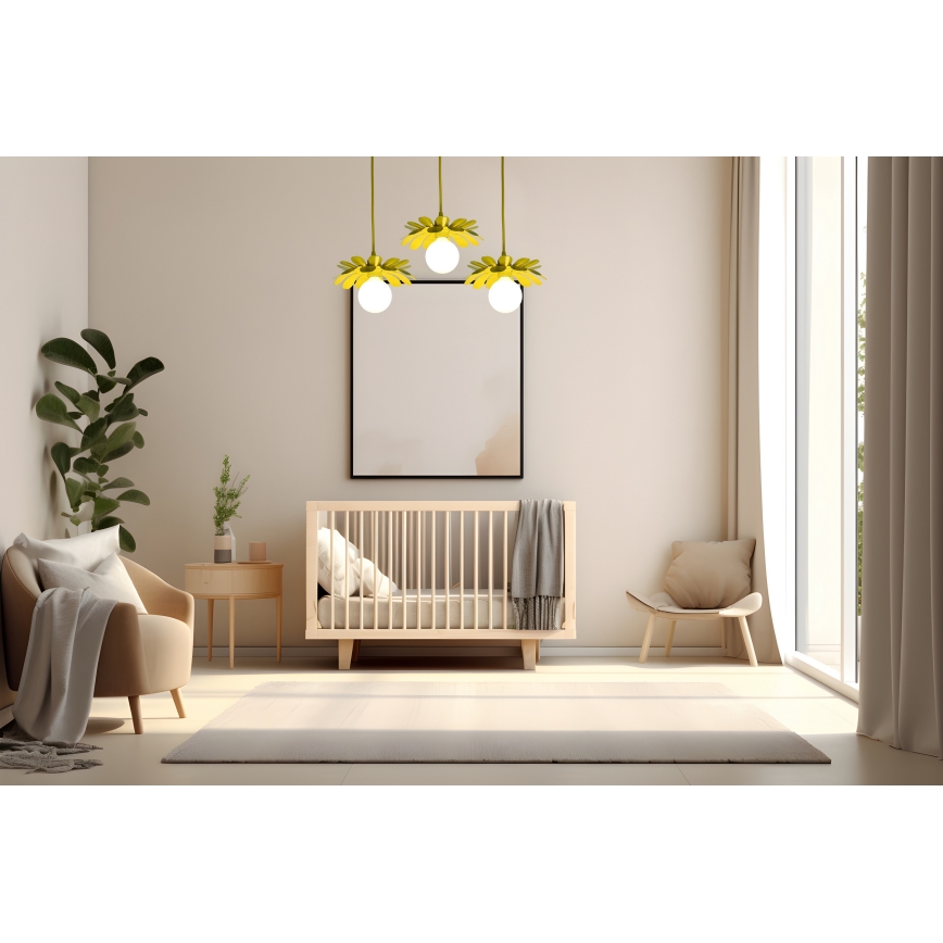 Bohemia-Design - Lustr na lanku 1xE27/60W/230V žlutá