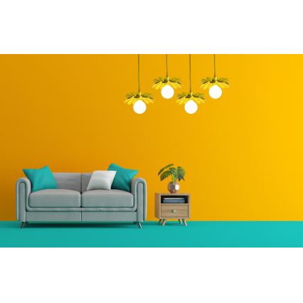 Bohemia-Design - Lustr na lanku 1xE27/60W/230V žlutá