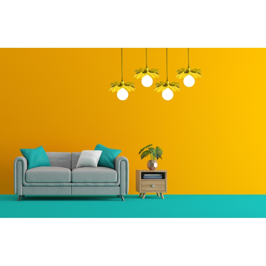 Bohemia-Design - Lustr na lanku 1xE27/60W/230V žlutá