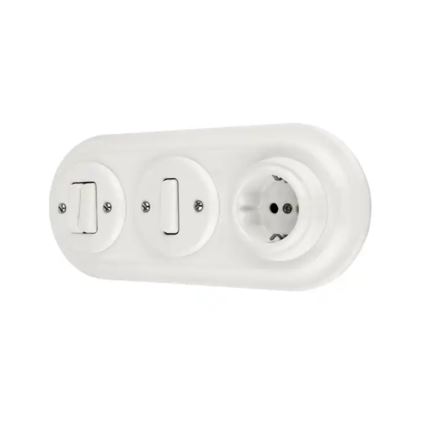 Bohemia-Design - Porcelánová retro domovní zásuvka bez rámečku SCHUKO 250V/16A bílá