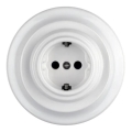 Bohemia-Design - Porcelánová retro domovní zásuvka s rámečkem SCHUKO 250V/16A bílá