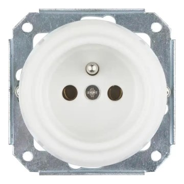 Bohemia-Design - Porcelánová retro zásuvka domovní bez rámečku 250V/16A bílá