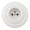 Bohemia-Design - Porcelánová retro zásuvka domovní s rámečkem 250V/16A bílá