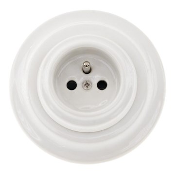 Bohemia-Design - Porcelánová retro zásuvka domovní s rámečkem 250V/16A bílá