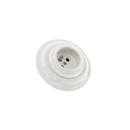 Bohemia-Design - Porcelánová retro zásuvka domovní s rámečkem 250V/16A bílá