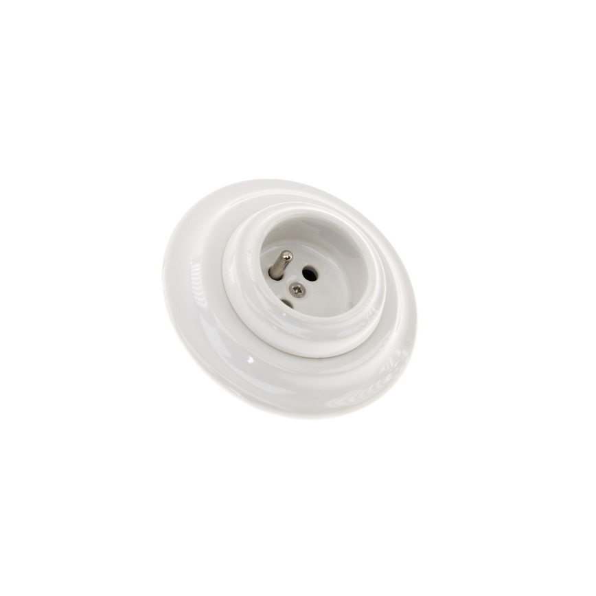 Bohemia-Design - Porcelánová retro zásuvka domovní s rámečkem 250V/16A bílá
