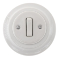 Bohemia-Design - Porcelánový retro jednoduchý vypínač s rámečkem č. 6 bílá