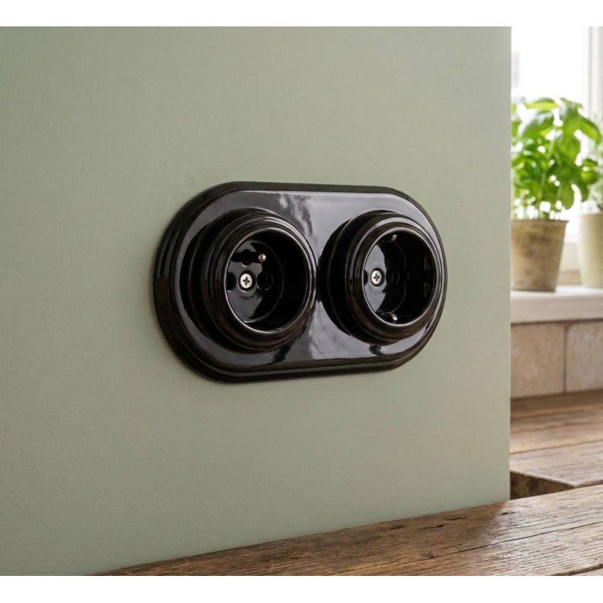 Bohemia-Design - Porcelánový retro rámeček dvojitý černá