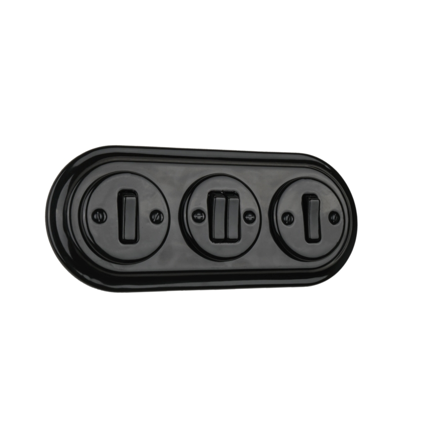 Bohemia-Design - Porcelánový retro rámeček trojitý černá