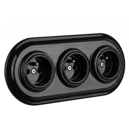 Bohemia-Design - Porcelánový retro rámeček trojitý černá