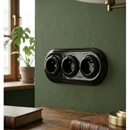 Bohemia-Design - Porcelánový retro rámeček trojitý černá