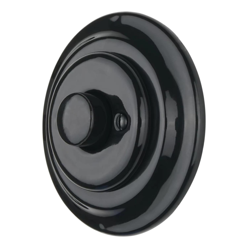 Bohemia-Design - Porcelánový retro stmívač otočný s rámečkem 250V/10A černá