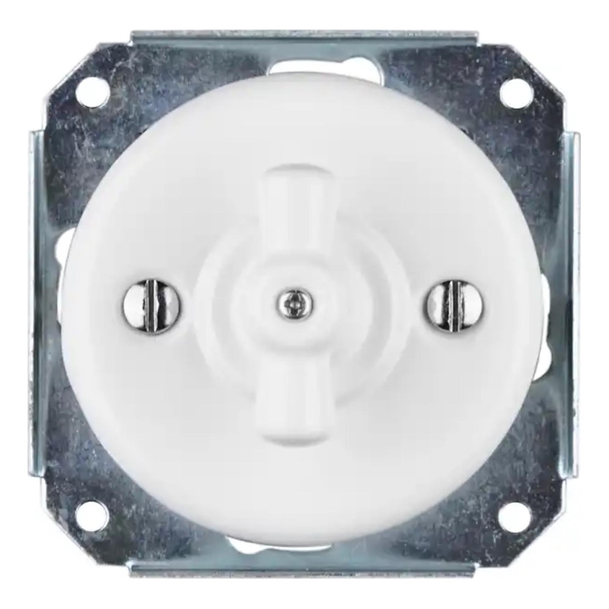 Bohemia-Design - Porcelánový retro vypínač otočný bez rámečku č. 7 bílá