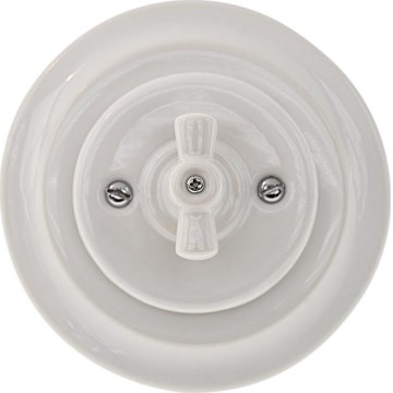 Bohemia-Design - Porcelánový retro vypínač otočný s rámečkem č. 5 bílá