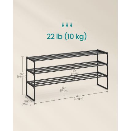 Botník ALVORO 117x 55x30 cm černá