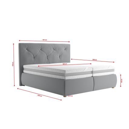 Boxspringová postel s matrací a topperem ELEN 180x200 cm šedá