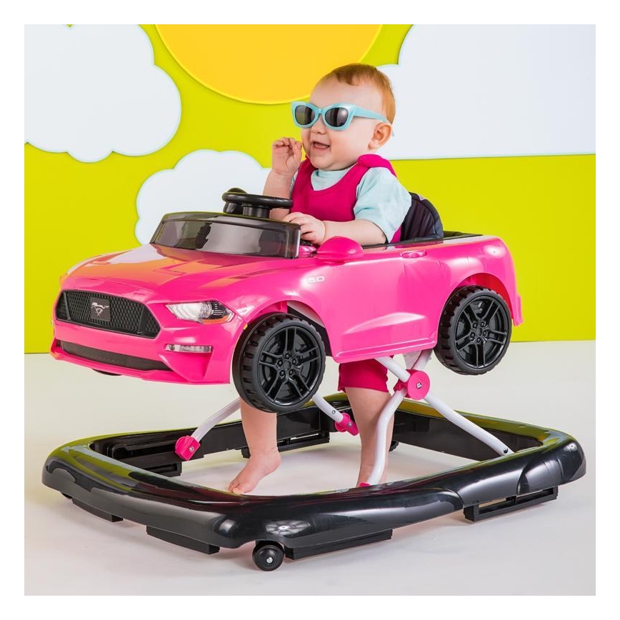 Bright Starts - Dětské chodítko 3v1 FORD MUSTANG růžová