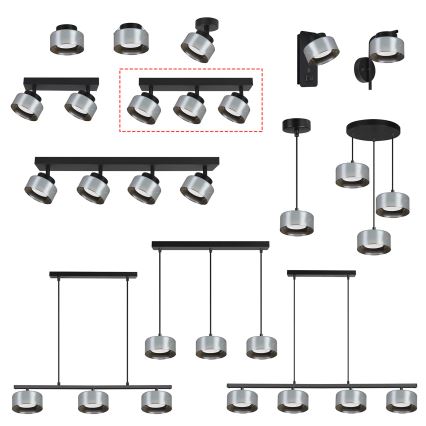 Brilagi - Bodové svítidlo AURA LUX 3xGX53/30W/230V černá/kouřová