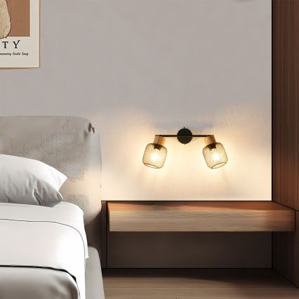 Brilagi - Bodové svítidlo BASKLITE 2xE27/15W/230V dřevo/černá