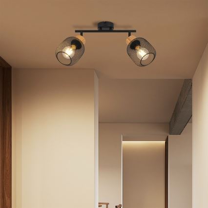 Brilagi - Bodové svítidlo BASKLITE 2xE27/15W/230V kaučukovník/černá