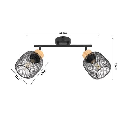 Brilagi - Bodové svítidlo BASKLITE 2xE27/15W/230V kaučukovník/černá