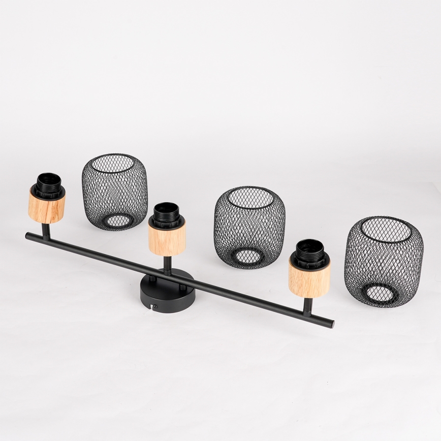 Brilagi - Bodové svítidlo BASKLITE 3xE27/15W/230V dřevo/černá